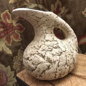 Primitive Pitcher Vase Heavy Unique Clay